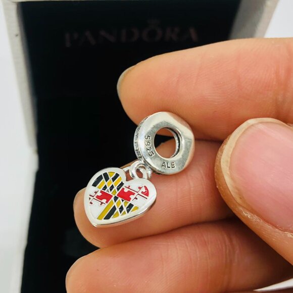 ✨🔥Pandora Maryland Flag Heart Dangle Charm the Dena charm - Picture 1 of 4